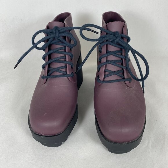 Melissa Shoes - Melissa Stellar Lace Up Combat Chunky Platform Boot Bootie Burgundy